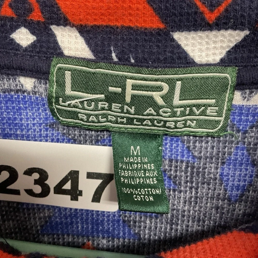 Lauren‎ Ralph Lauren Active Women Top Zip UPF Southwest Waffle Knit Aztec Size M